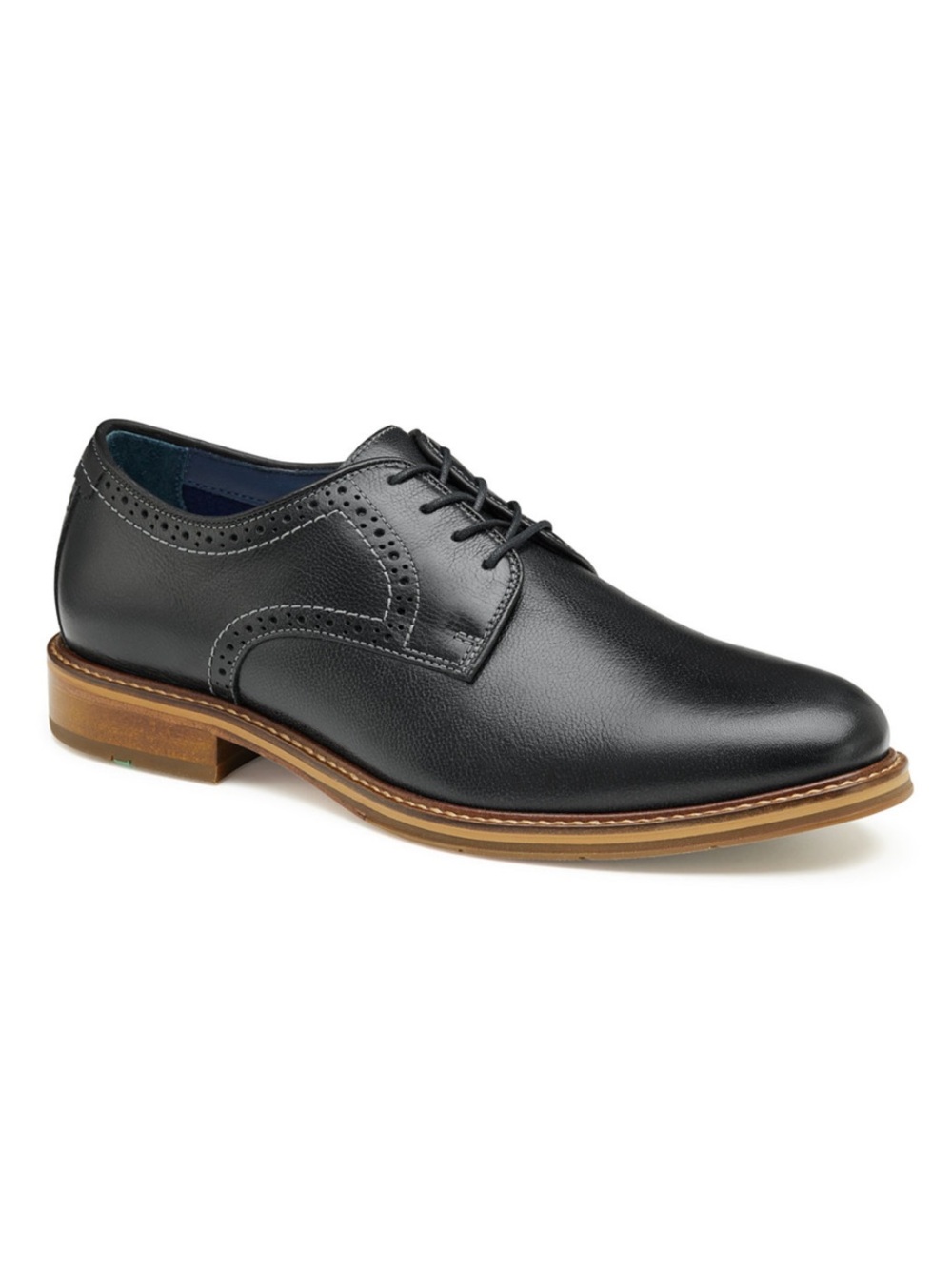 Johnston & Murphy Black Leather XC Flex Raleigh Plain Toe Shoes